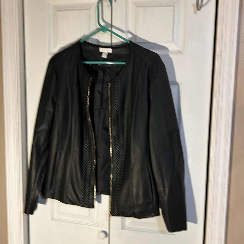 Charter Club faux leather jacket L